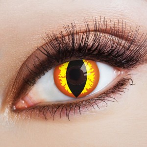 Katzenaugen Kontaktlinsen in leuchtendem Gelb