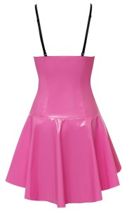 Kurzes Kleid komplett im pinkfarbenen Lackglanz